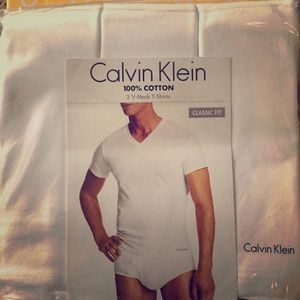 Calvin Klein 3Pk Classic White V-Neck T-Shirts NWT